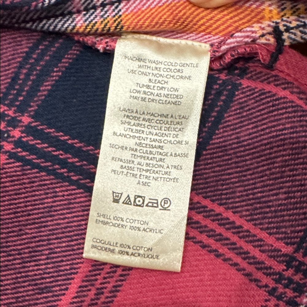 Free People Nordic Chill Plaid Flannel oversized Shirt Jacket size Small - Picture 10 of 11